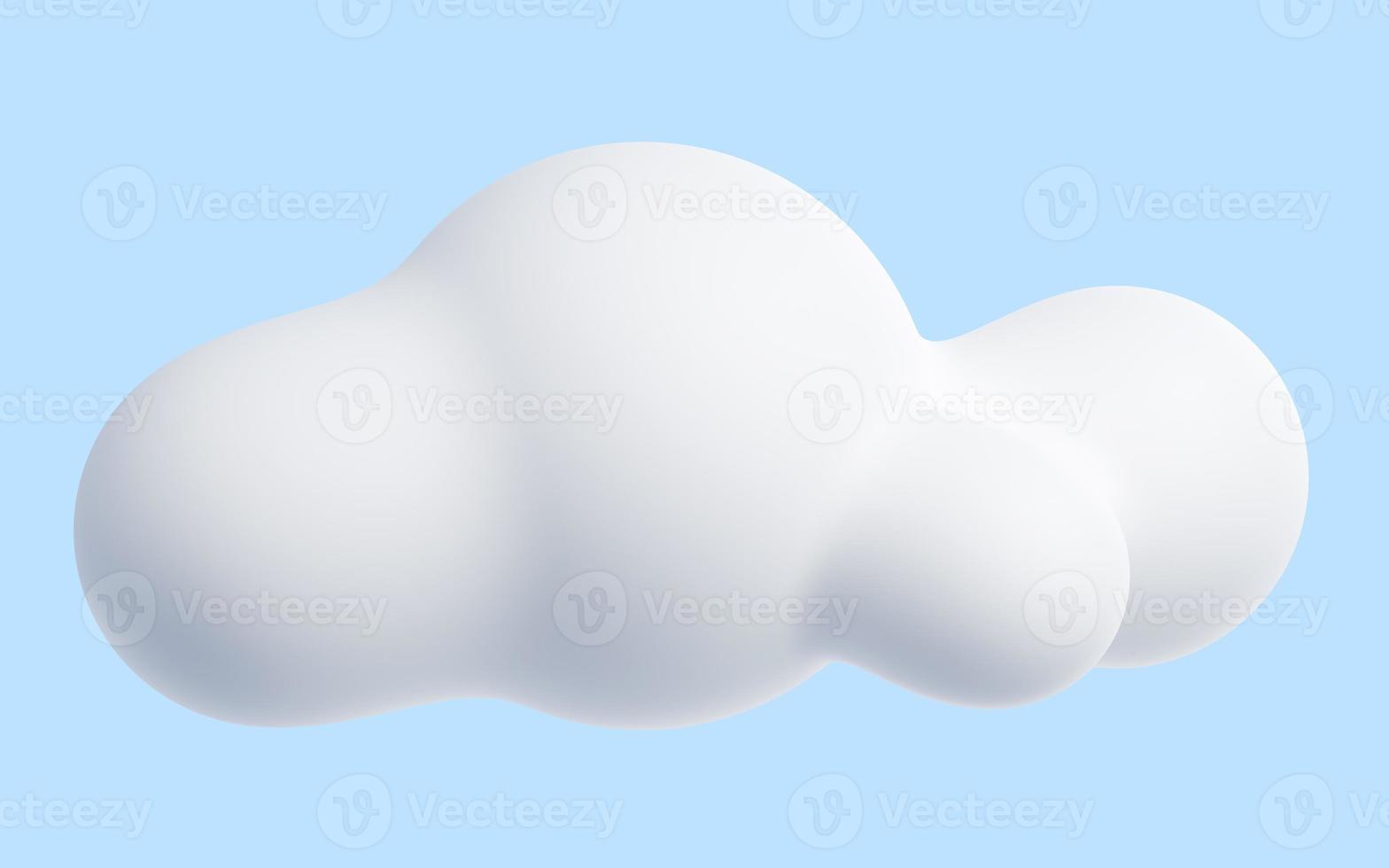 White cloud cartoon 3d render - soft fluffy round-shaped clouds on blue pastel background. photo