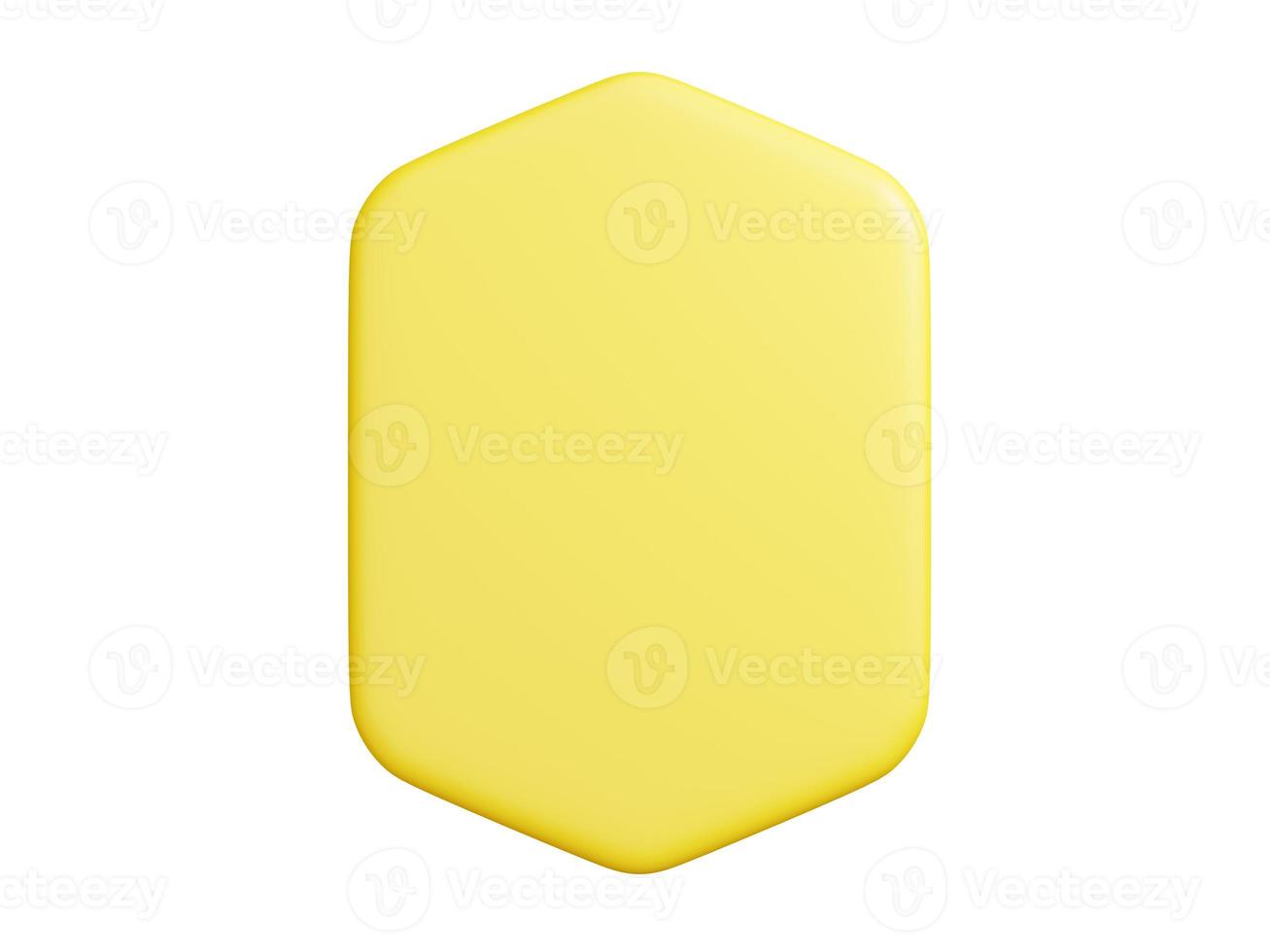 Banner plate 3d render - rectangular shaped yellow plaque with empty space for text for promotion and advertising poster photo