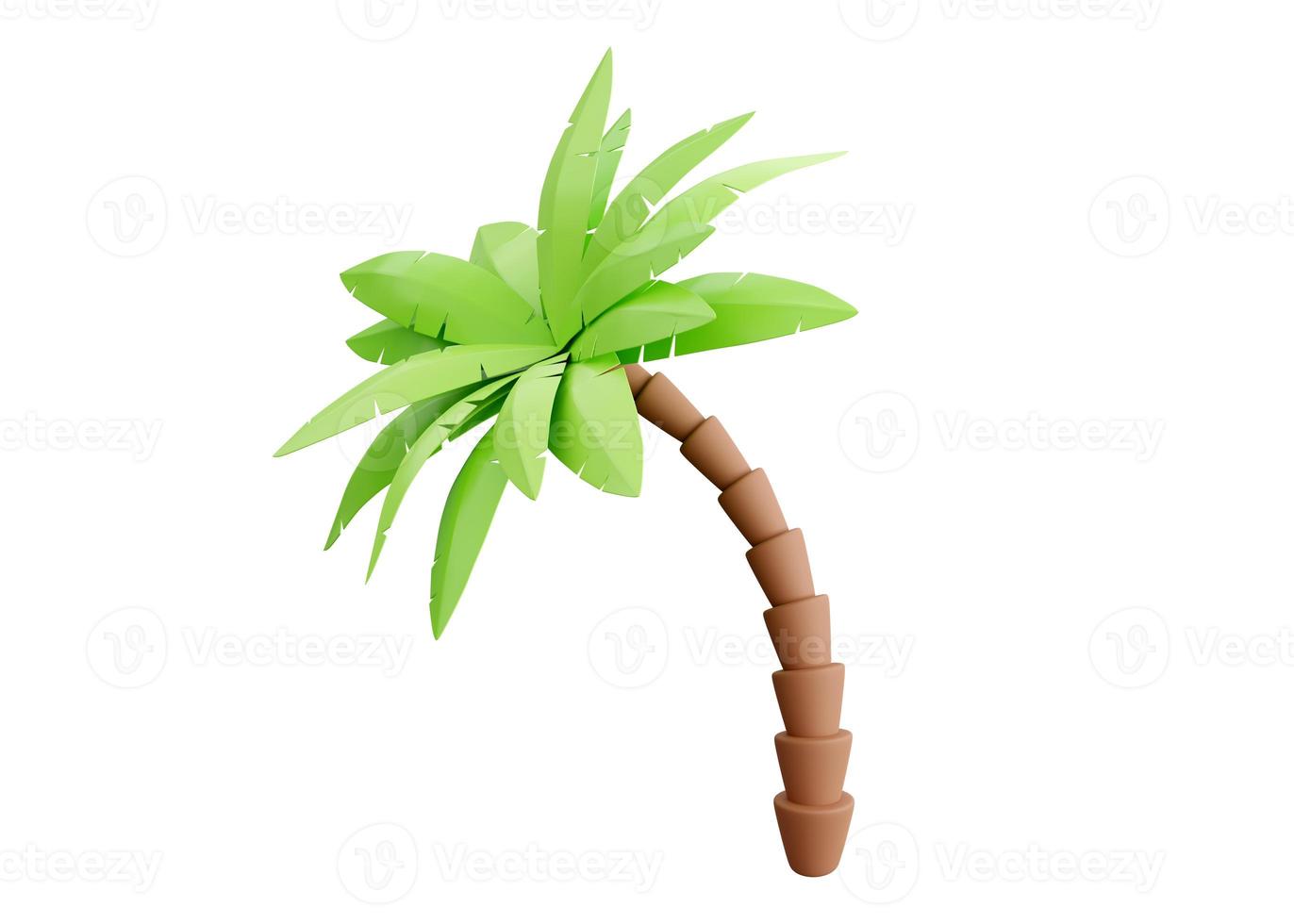 palma árbol 3d hacer - tropical planta con verde hojas y marrón maletero para playa vacaciones y verano viaje concepto. foto