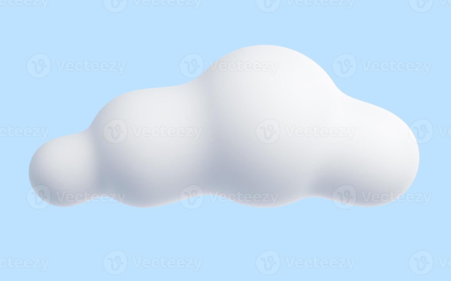 White cloud cartoon 3d render - soft fluffy round-shaped clouds on blue pastel background. photo