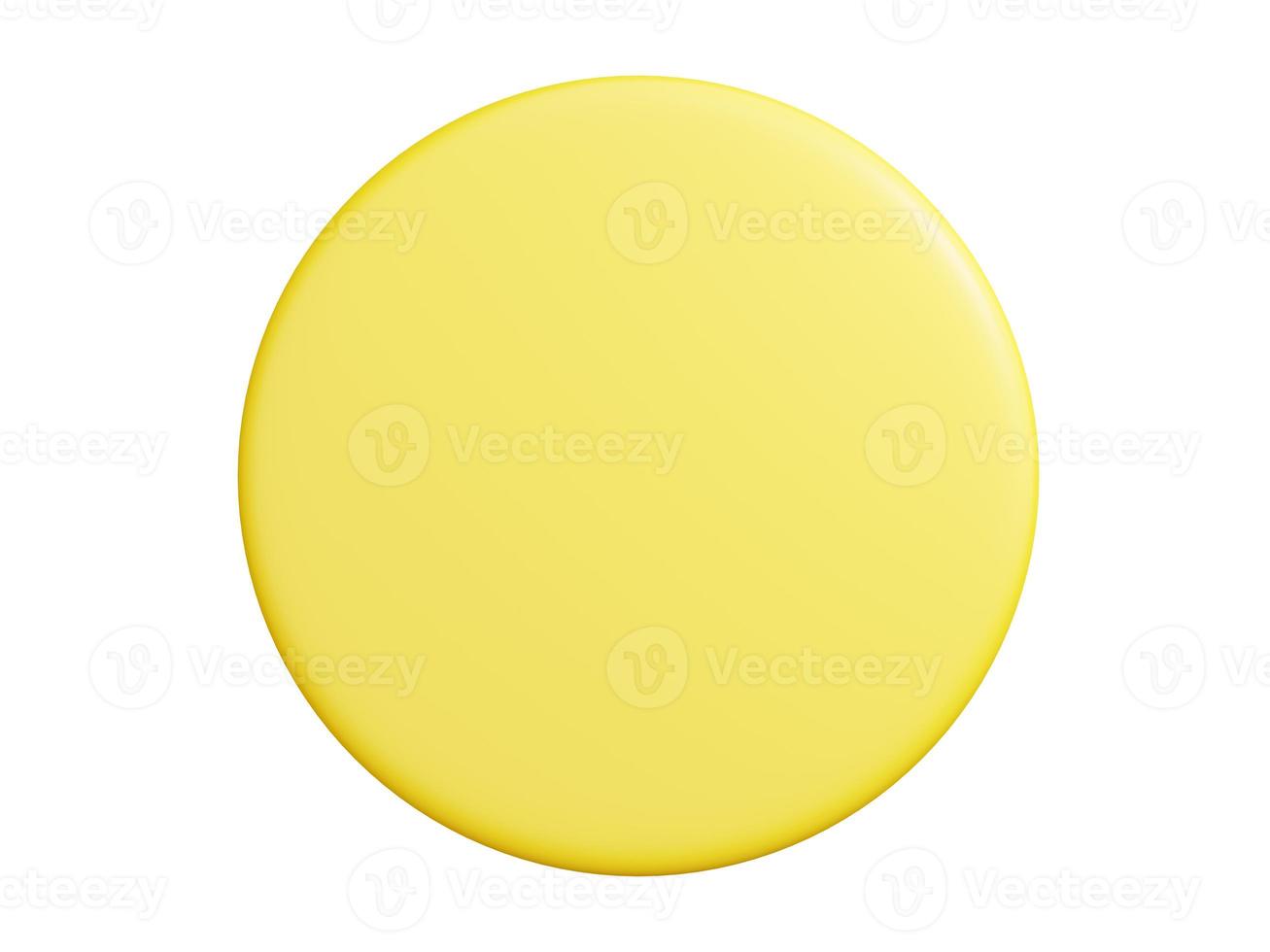 Banner plate 3d render - round shaped yellow plaque with empty space for text for promotion and advertising poster photo