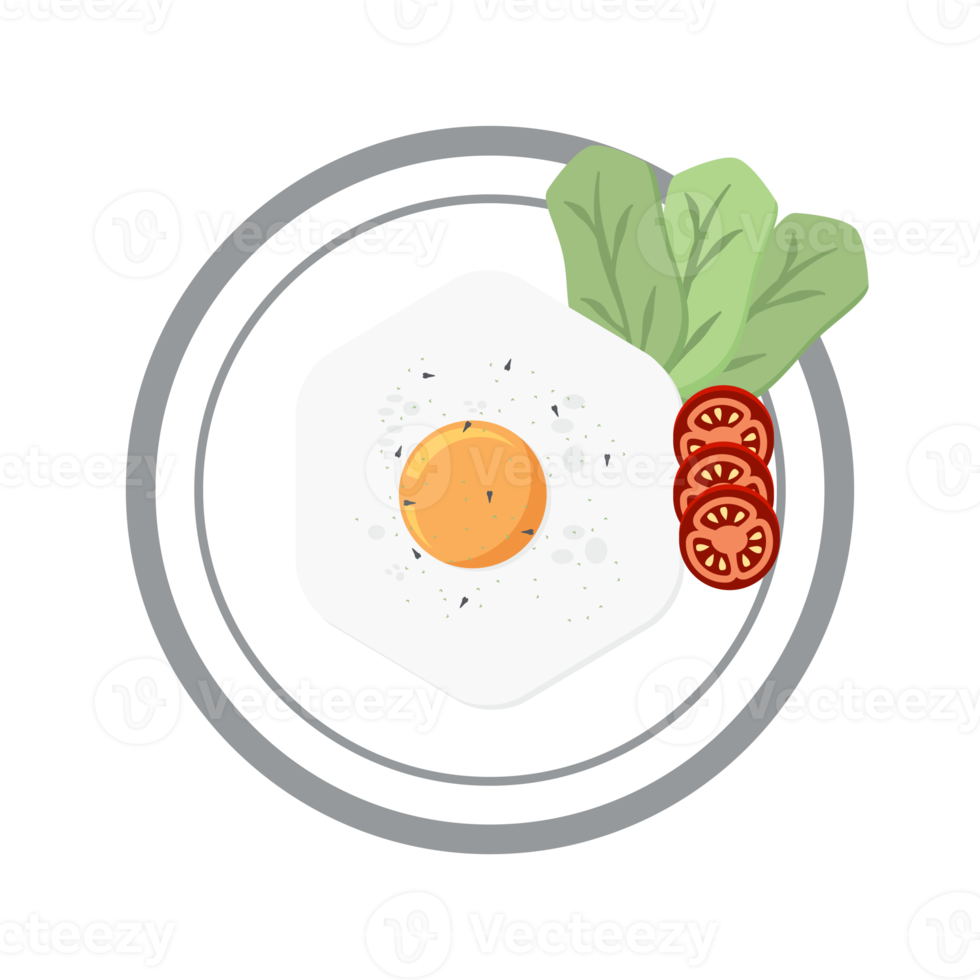 Fried Egg Yolk Fry Serving Food Lettuce Tomato on a Plate png