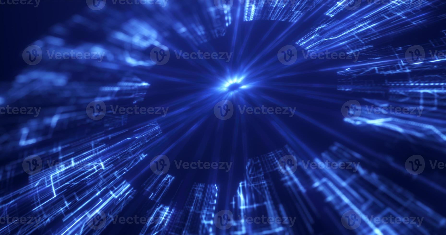 Abstract blue glowing circle energy futuristic computer digital hi-tech swirling abstract background photo