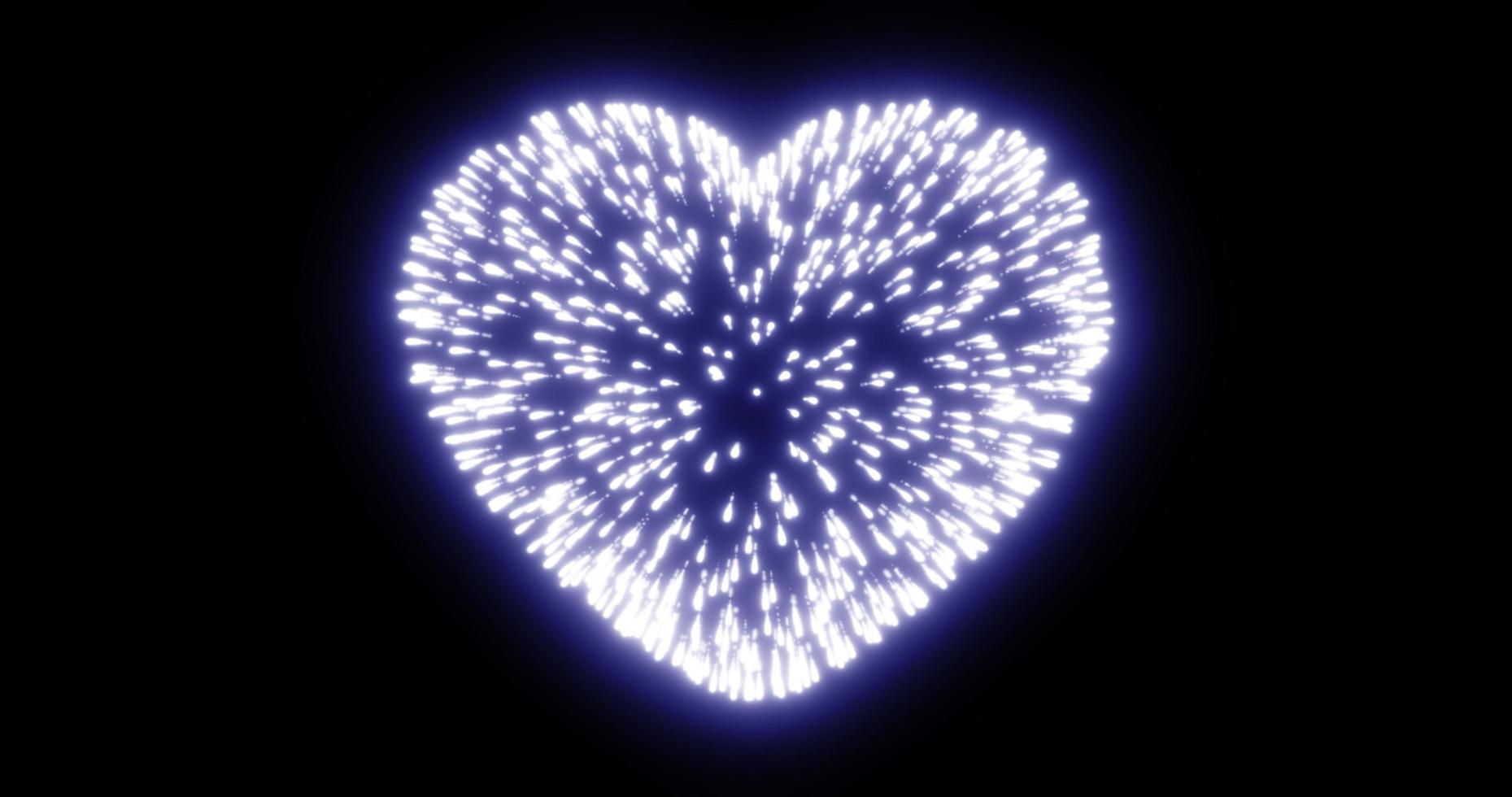 Abstract blue fireworks festive fireworks for valentine's day in the shape of a heart from glowing particles and magical energy lines. Abstract background photo