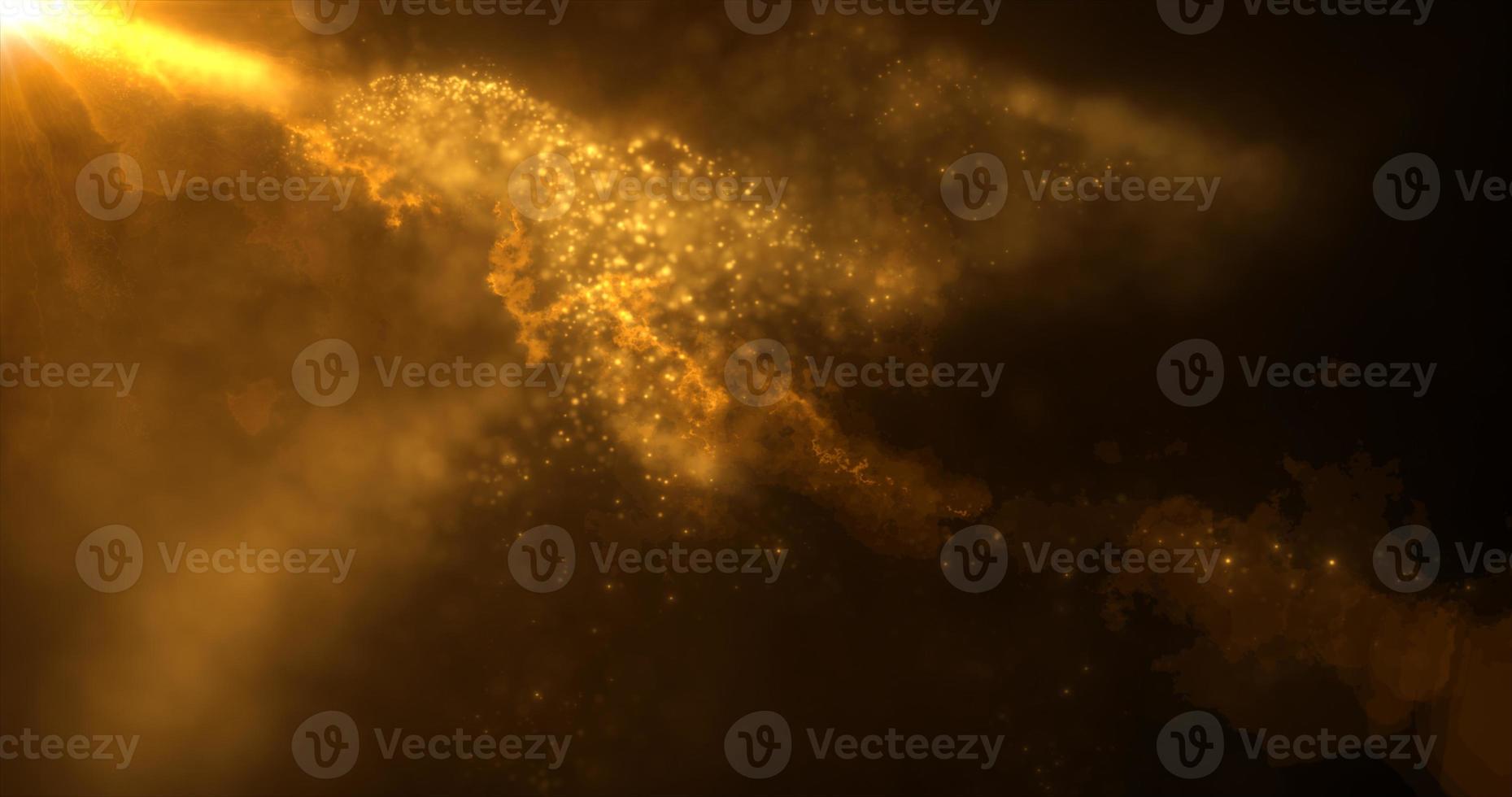 Abstract background of orange yellow fiery flying energy particles of energy magic waves with glow effect and bokeh blur photo