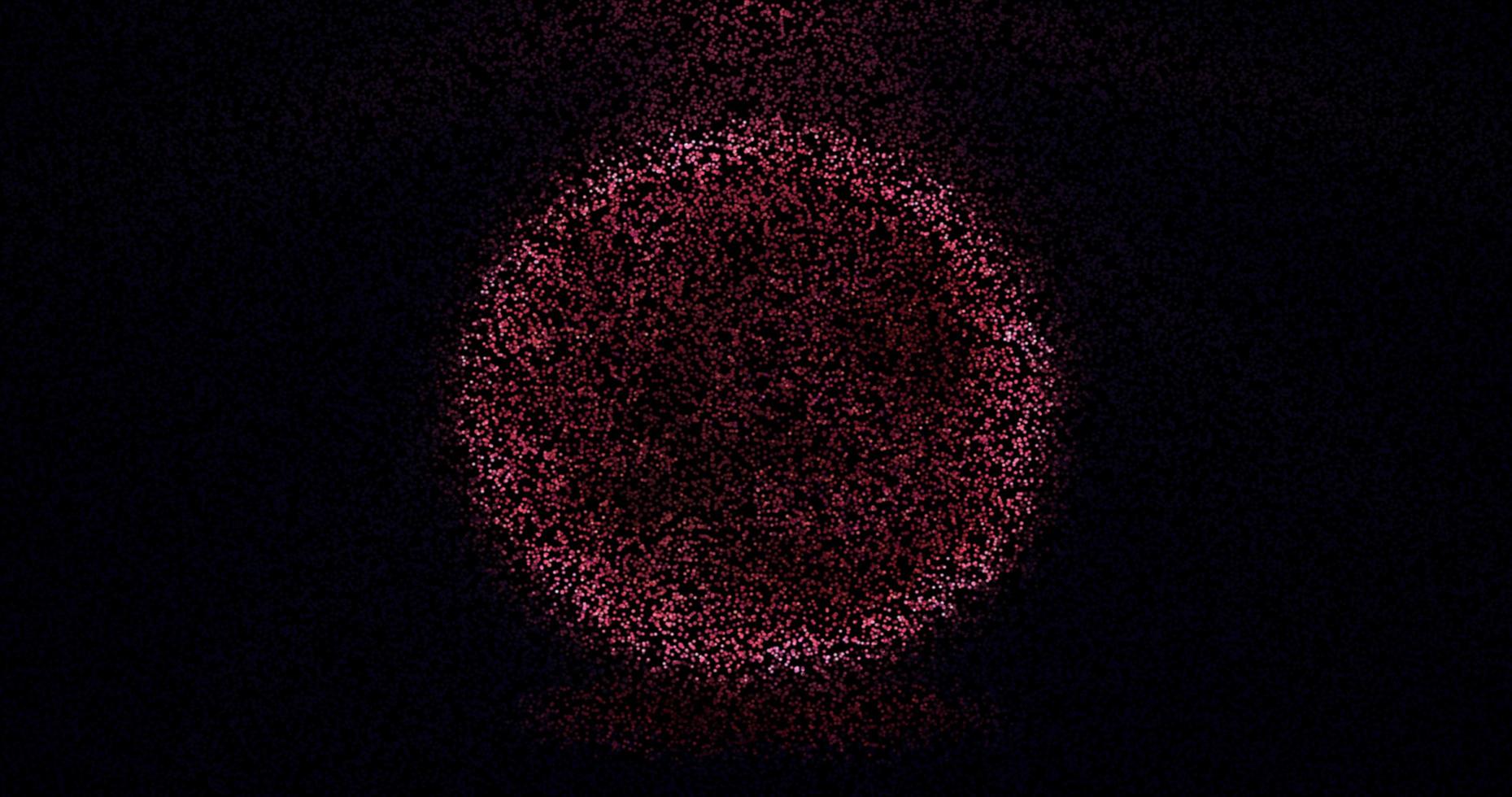 Abstract red energy round sphere glowing with particle photo