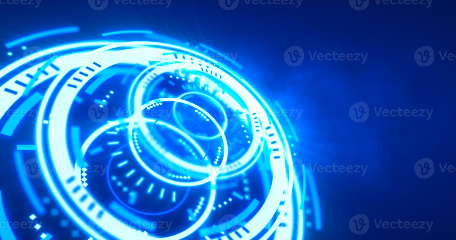 Abstract round blue ring of lines HUD elements circles energy futuristic scientific hi-tech digital abstract HUD background photo