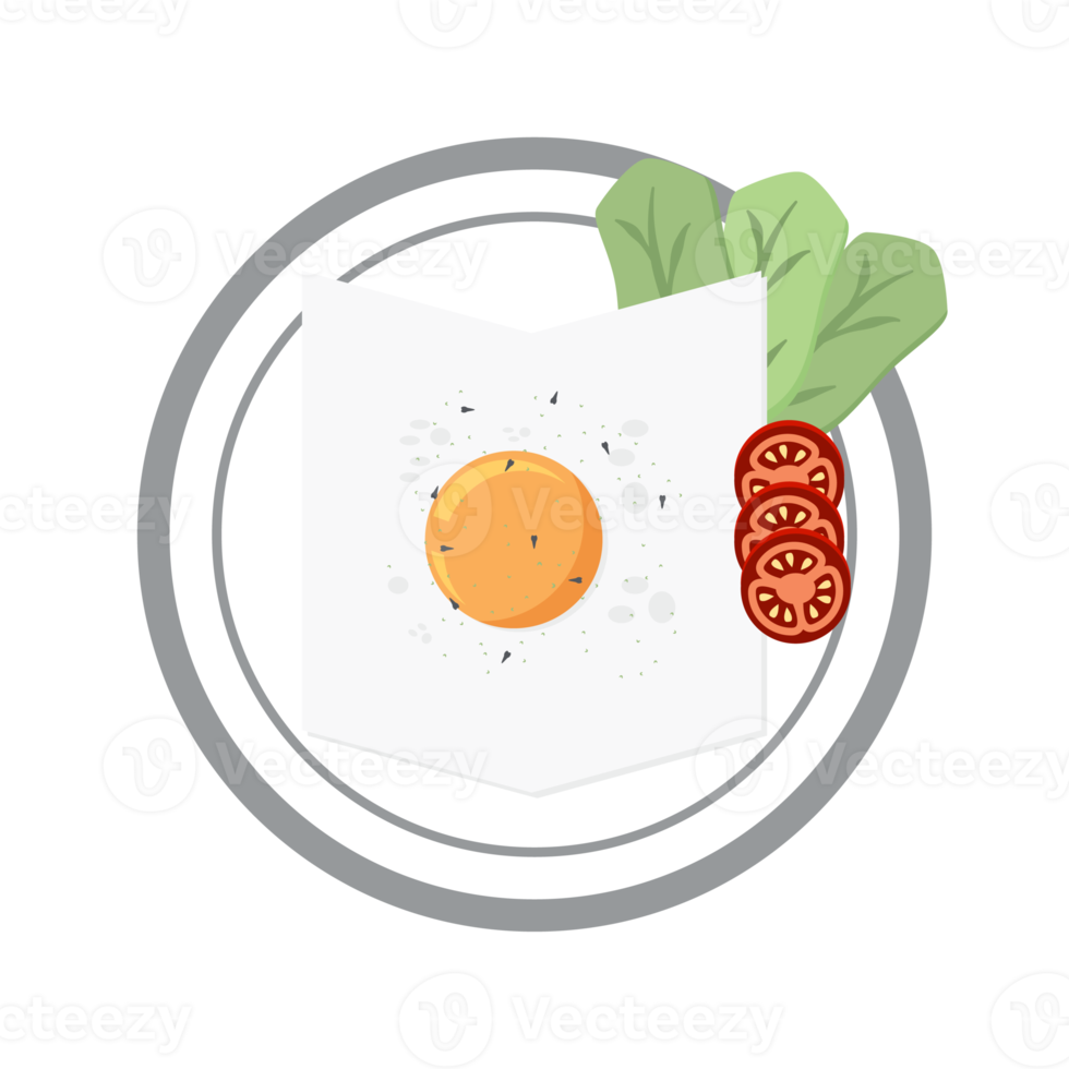 Fried Egg Yolk Fry Serving Food Lettuce Tomato on a Plate png