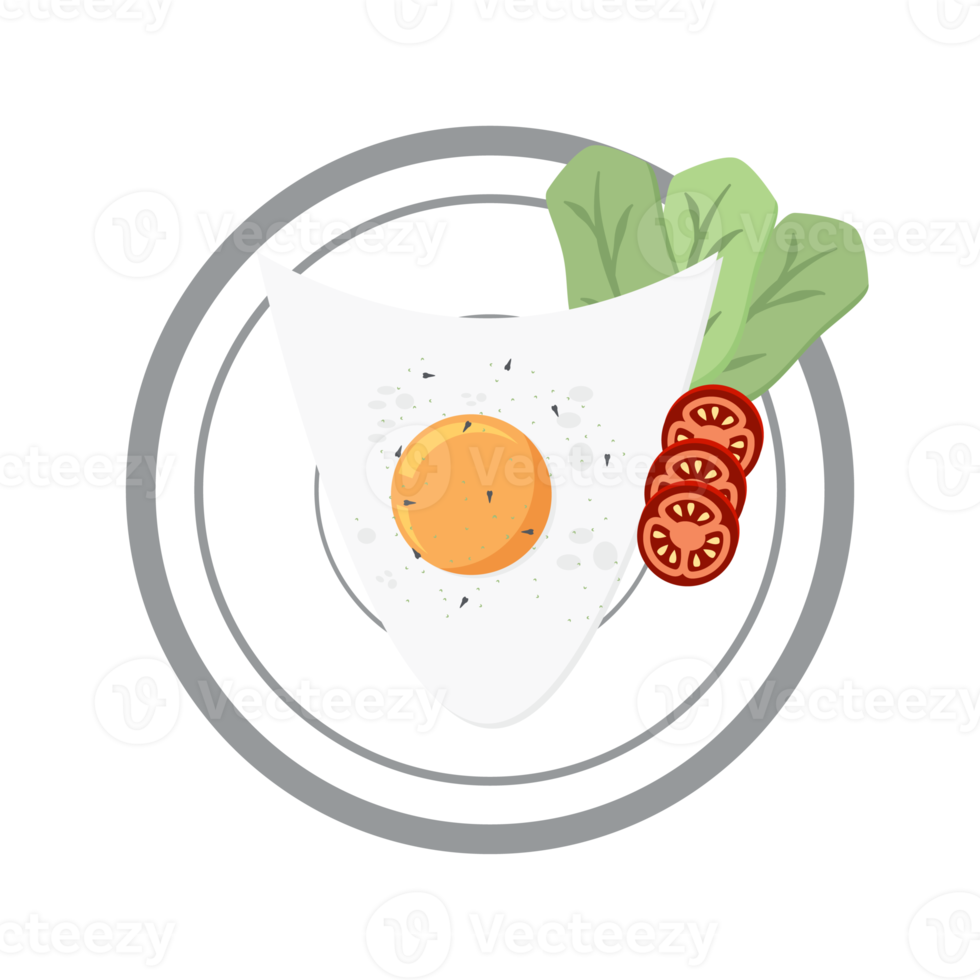 Fried Egg Yolk Fry Serving Food Lettuce Tomato on a Plate png