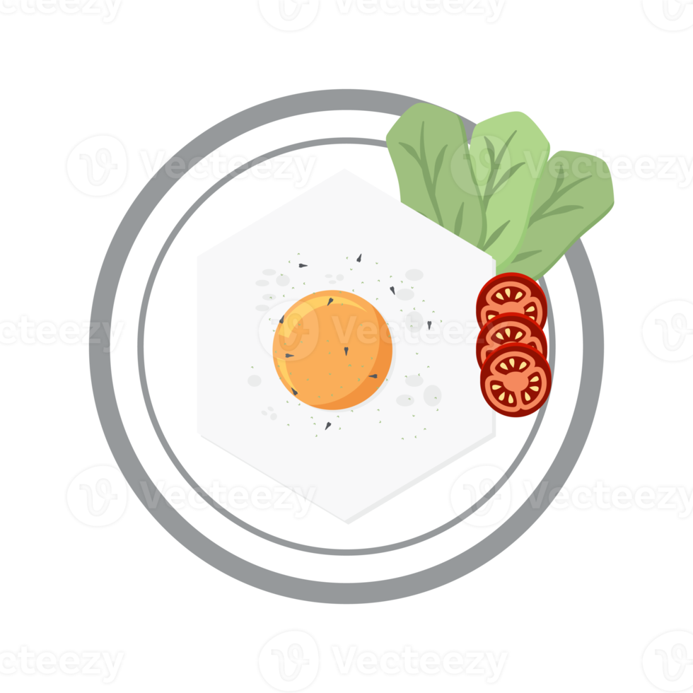 friterad ägg äggula fritera tjänande mat sallad tomat på en tallrik png