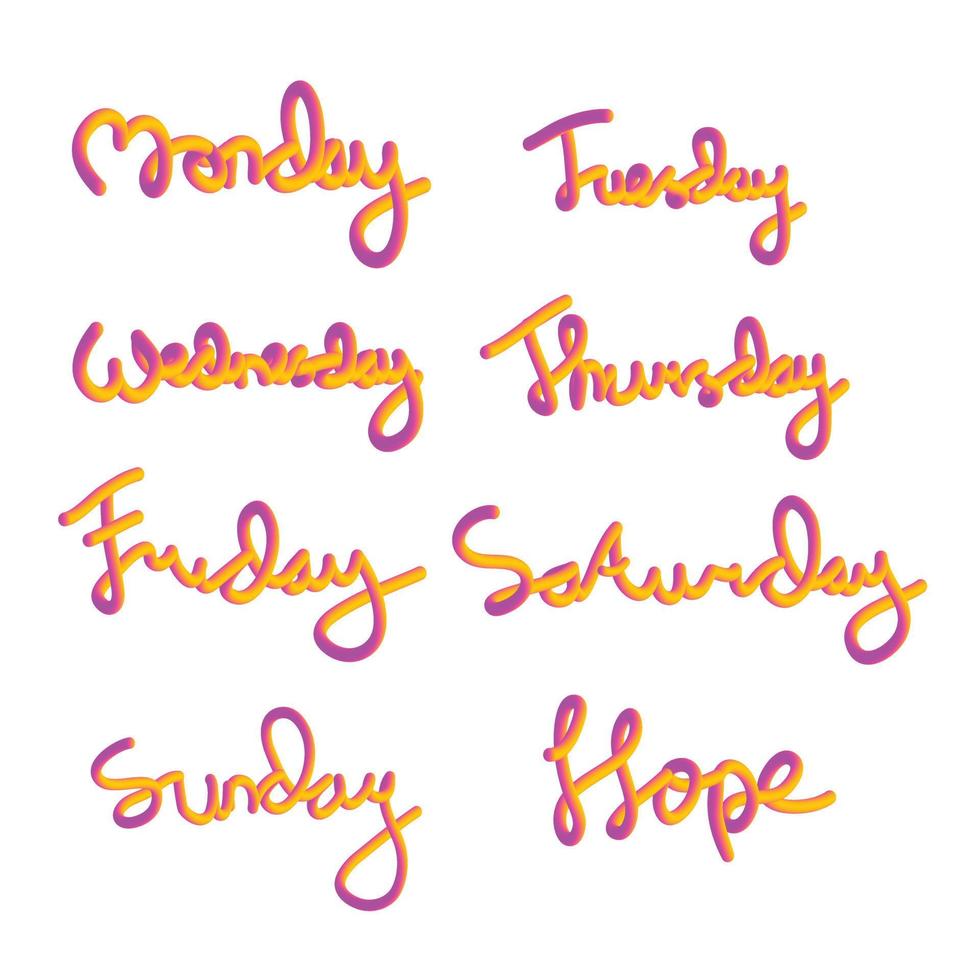 Daily name text fluid wave gradient effect vector