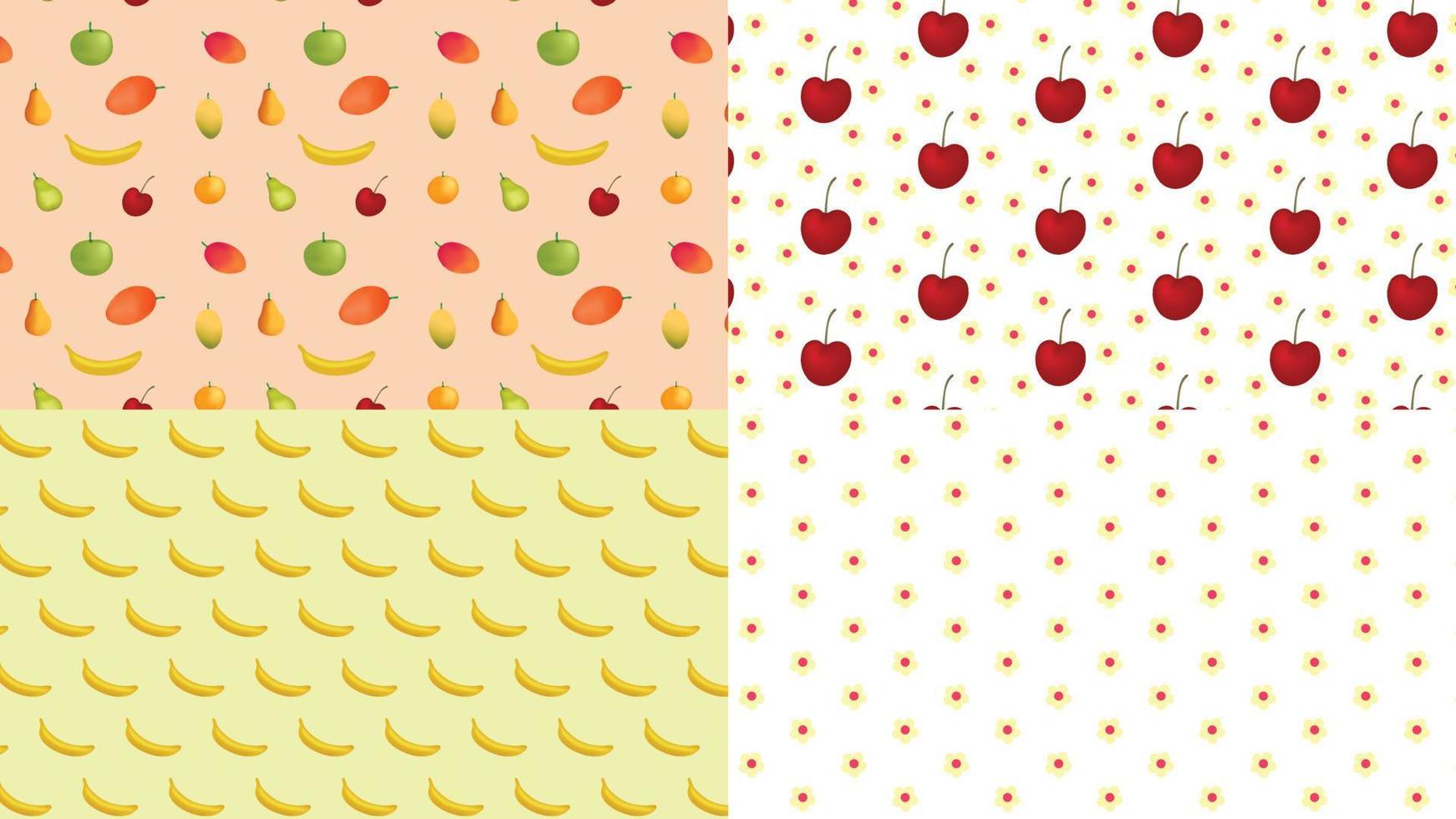 Set pattern fruit gradient and flower for your background and wallpaper vector