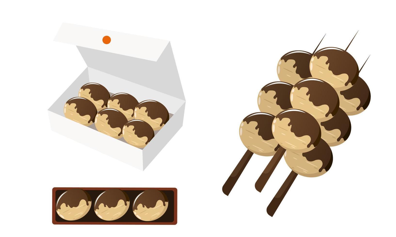 conjunto de plano diseño vector japonés alimento, takoyaki elemento