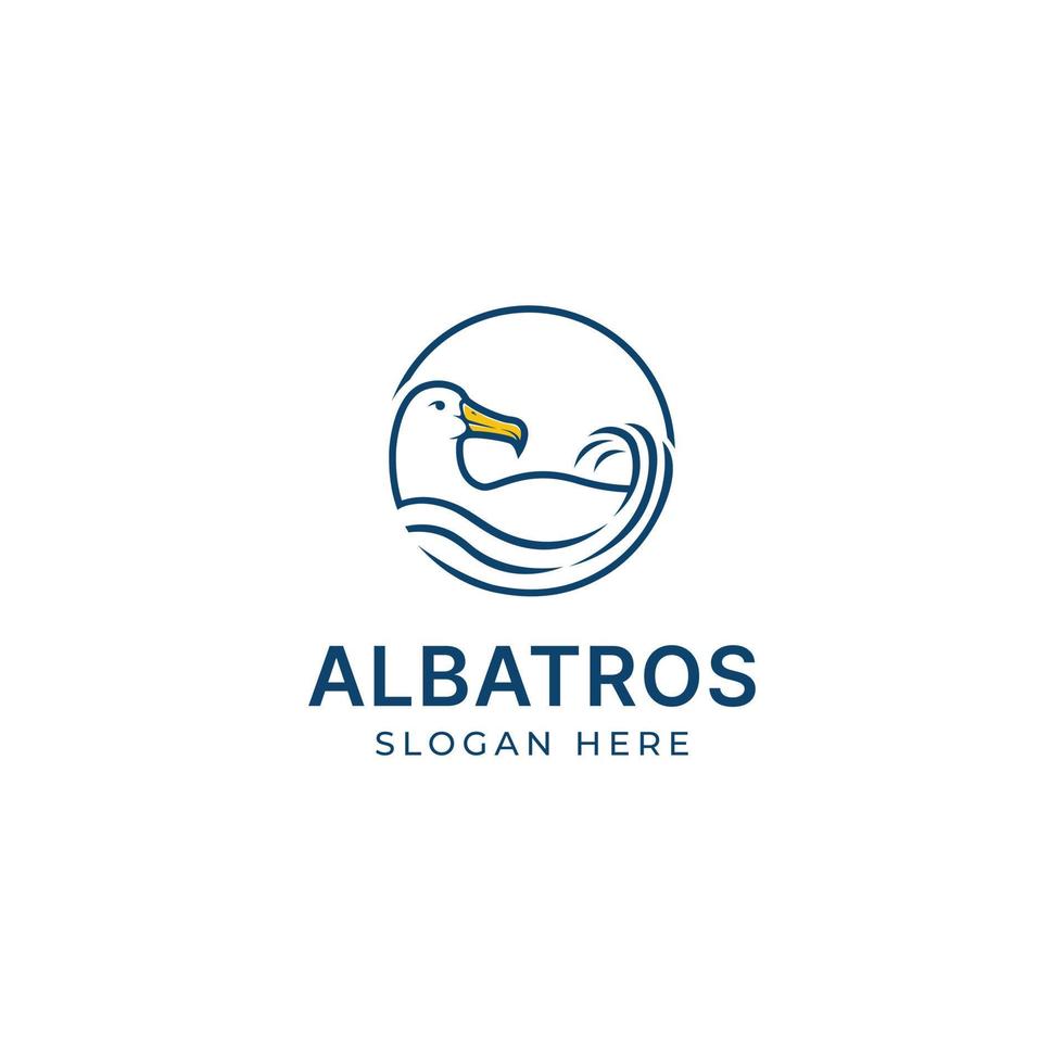 The logo of an albatross bird features a combination of circular water waves, giving it a minimalist and modern look vector