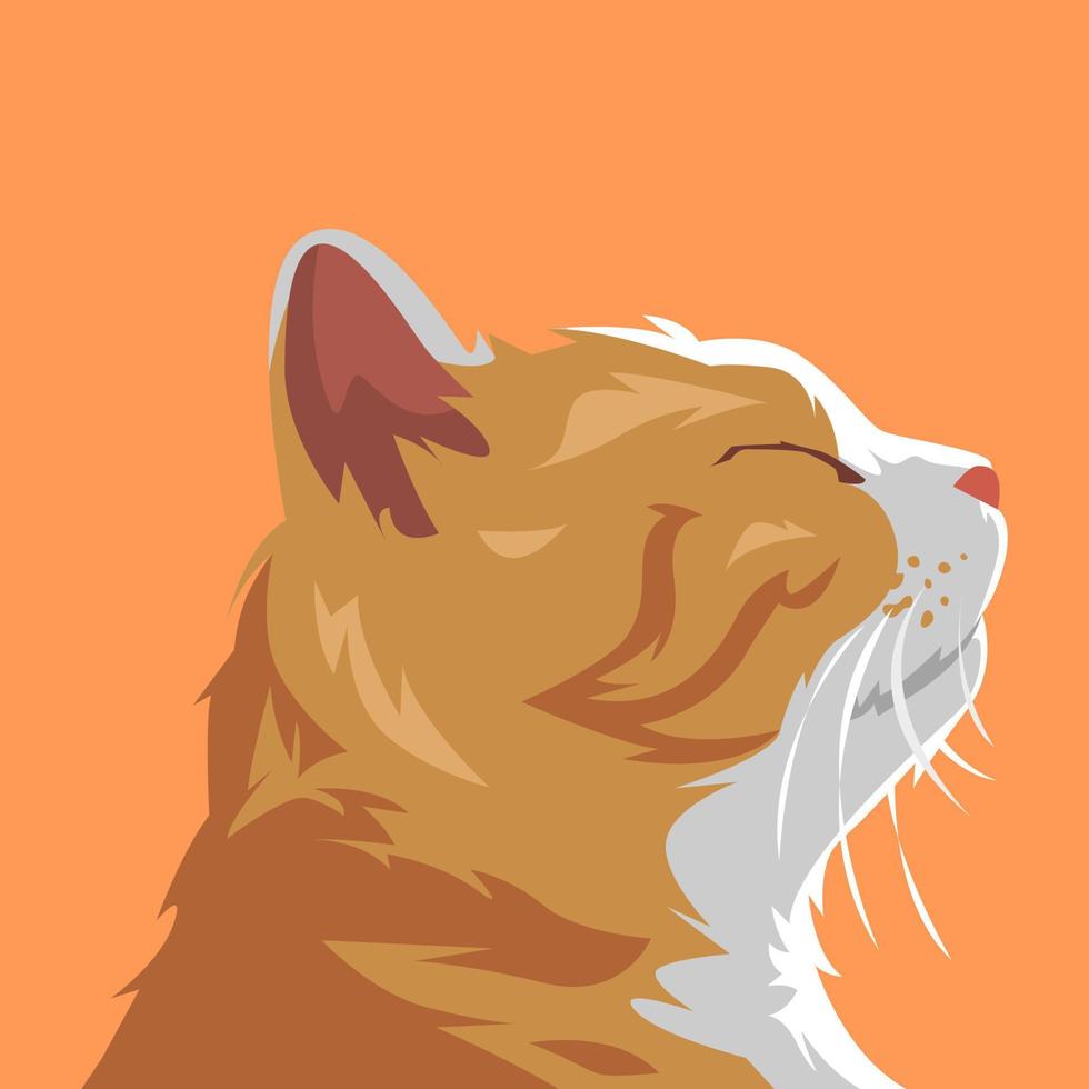 cat face side view close-up portrait. cat closing eyes. suitable for avatar, web, print, sticker, user profile, poster, and more. vector illustration