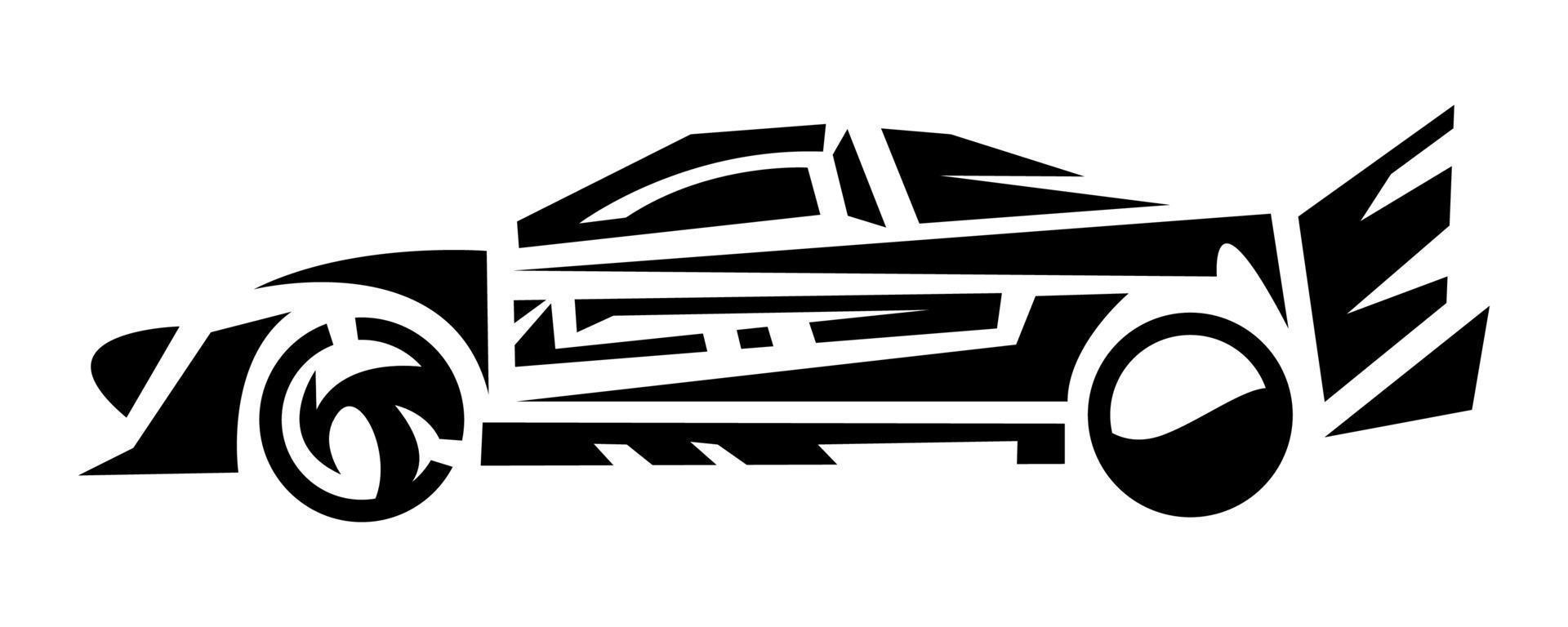 coche lado vista. tribal tatuajes diseño. concepto de vehículo, transporte, deporte, carrera, calle. adecuado para imprimir, pegatina, y otros. vector ilustración.