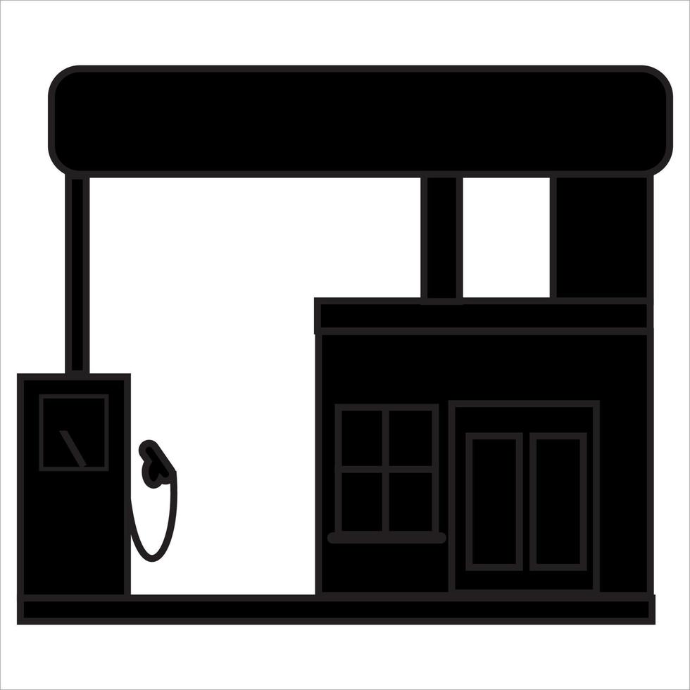 Vector, Image of shilluoette gas station icon,Black and white color on transparent background vector