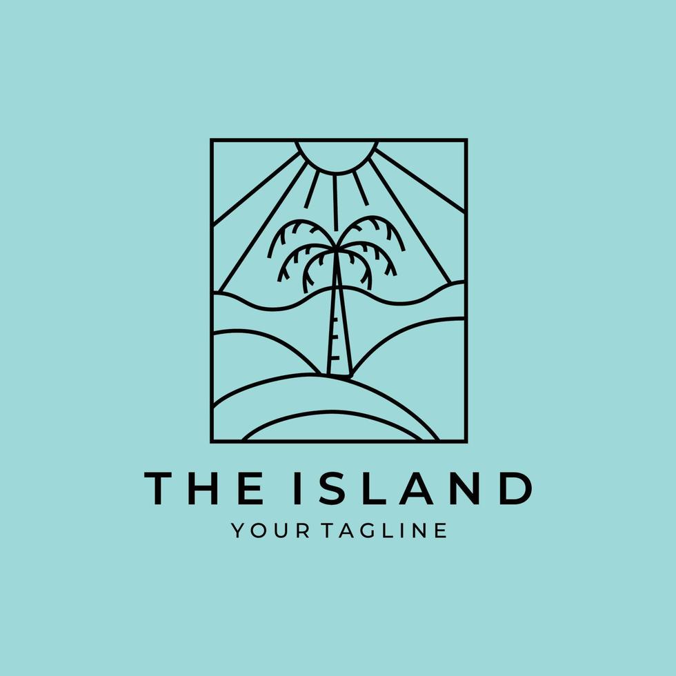 island paradise line art palm tree logo vector illustration design graphic