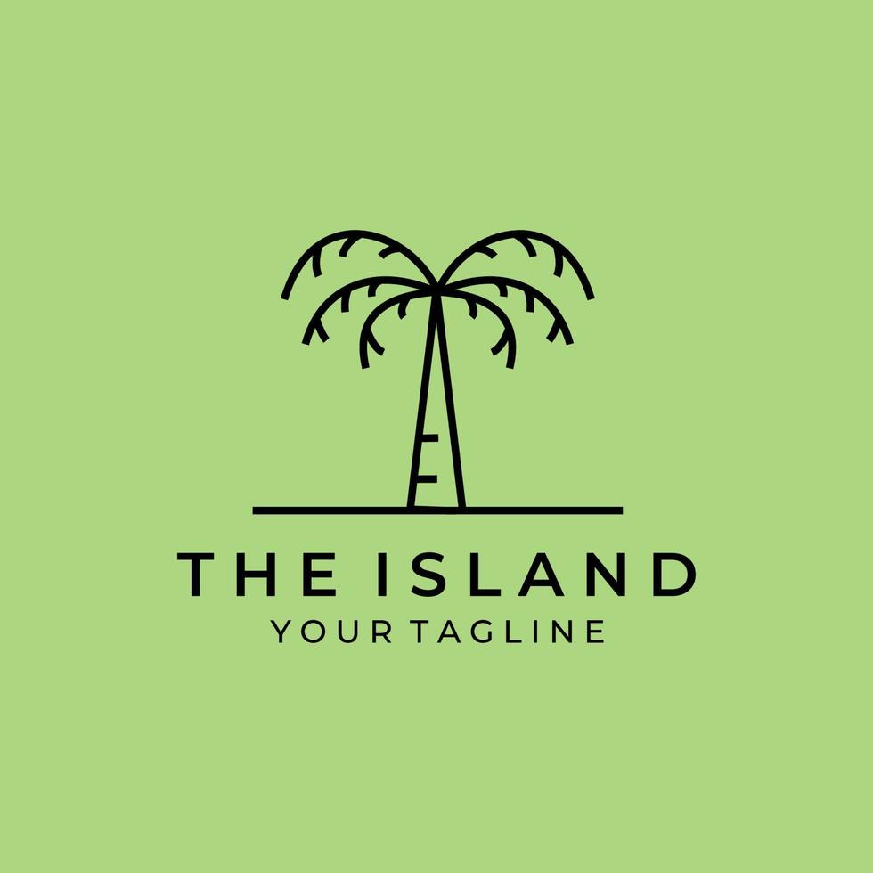 island paradise line art palm tree logo vector illustration design graphic