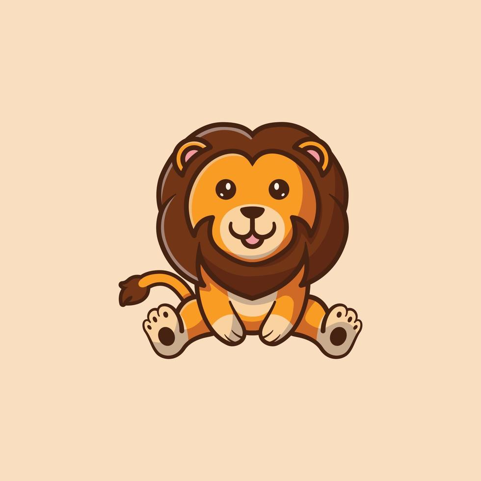 Cute cartoon Lion. Lion smiles. Printing for children's T-shirts, greeting cards, posters. Hand-drawn vector stock illustration isolated
