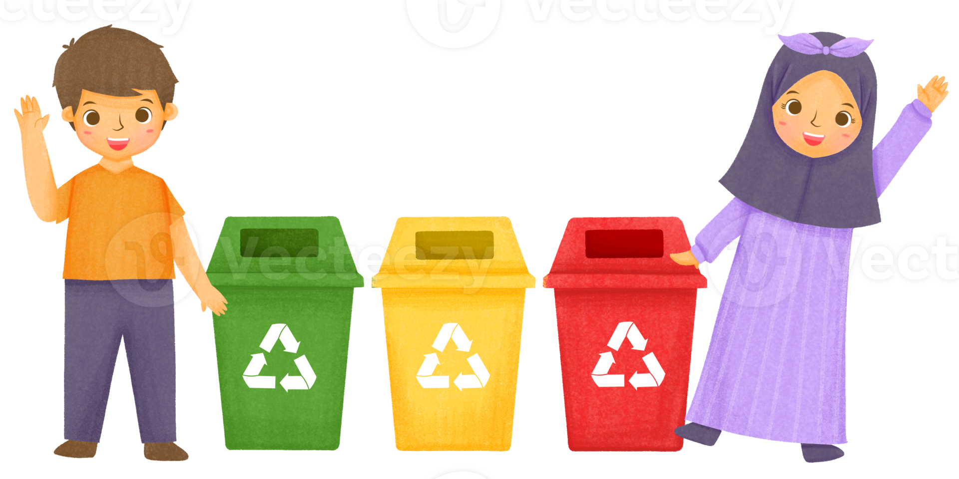 niños reciclaje basura png