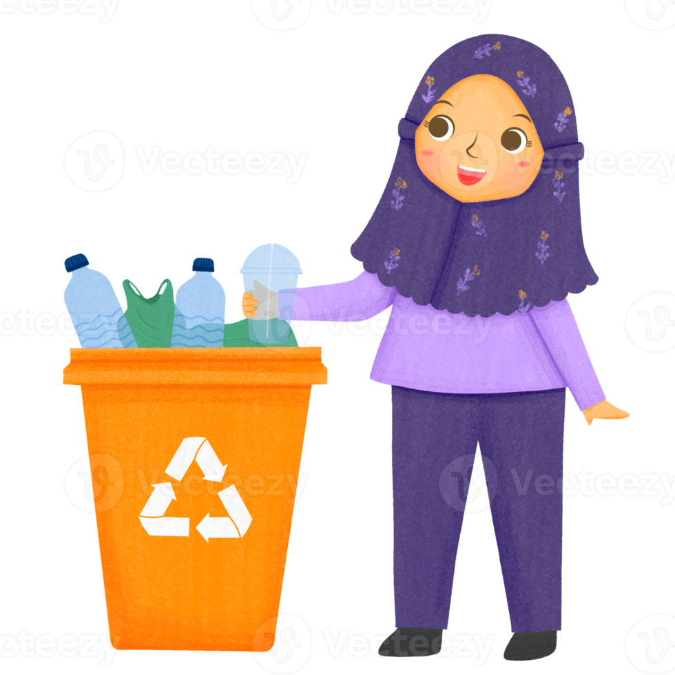 Hijab Mädchen Recycling Müll png