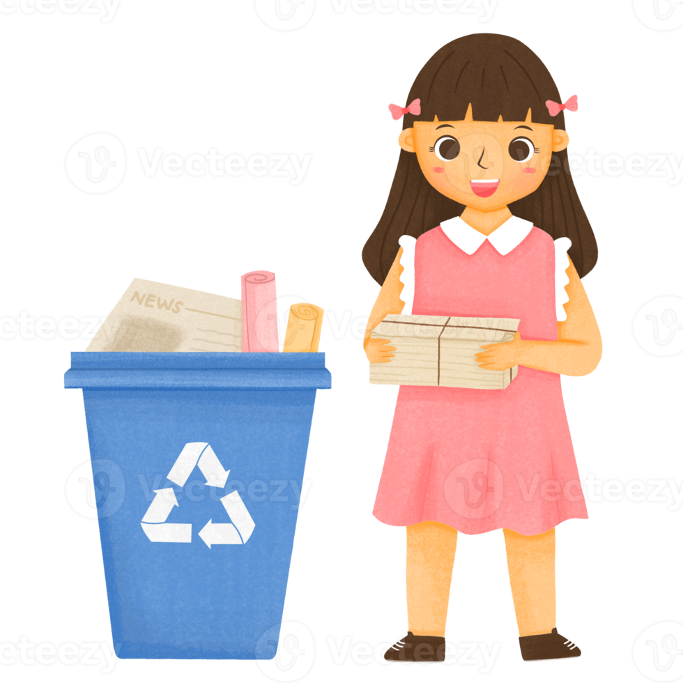 fille recyclage des ordures png