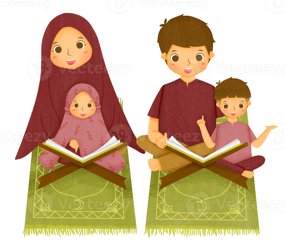 familj läsning quran png