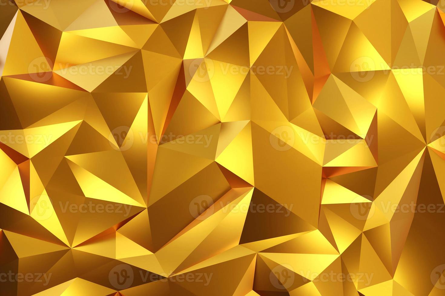 Abstract geometric gold color background, polygon, low poly pattern. 3d render illustration. photo