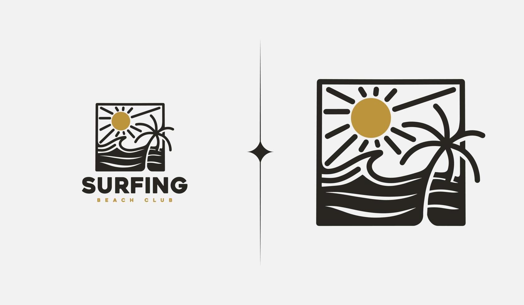 Surfing Beach monoline. Universal creative premium symbol. Vector sign icon logo template. Vector illustration