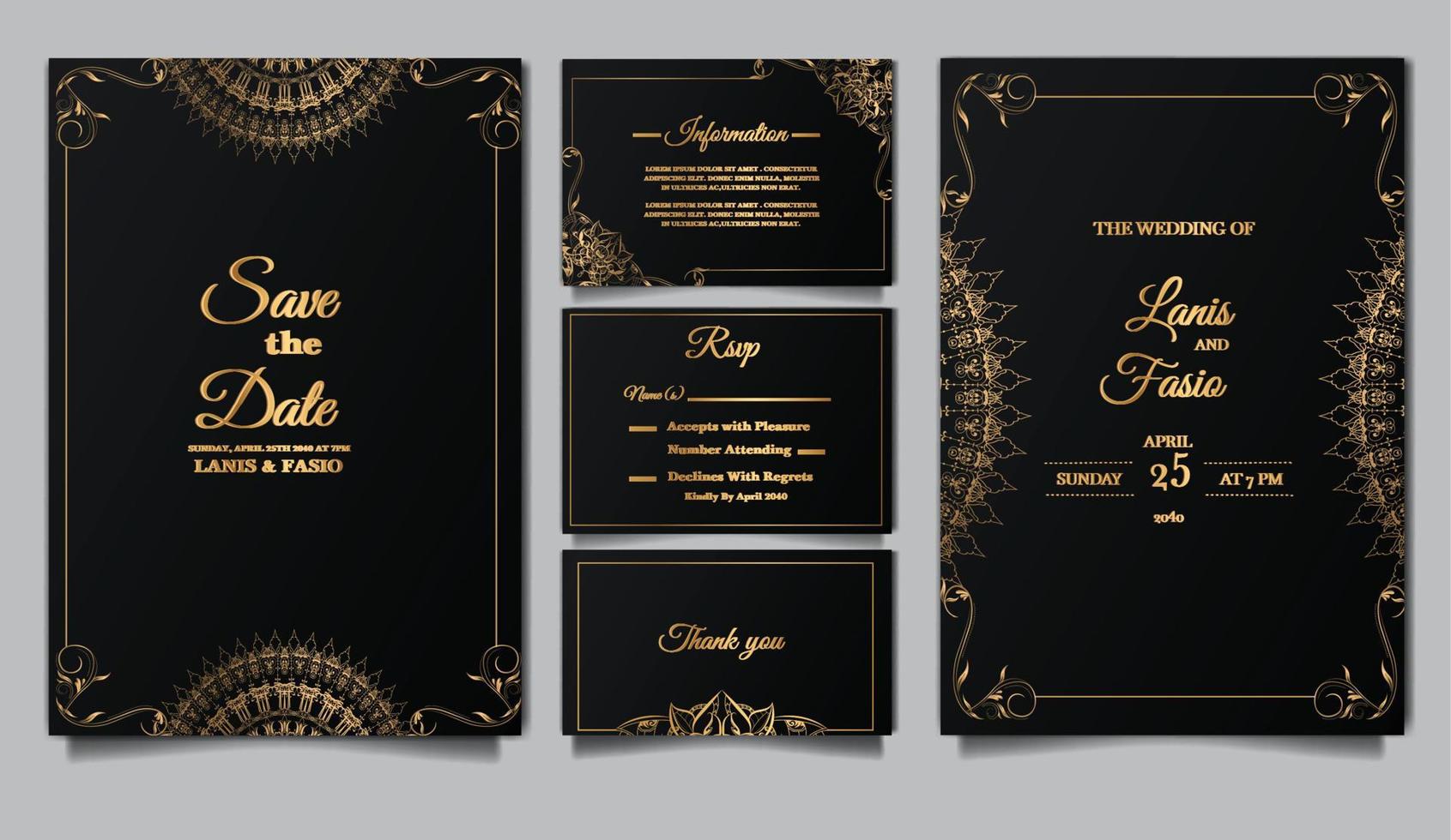 luxury wedding elegant floral invitation card vector