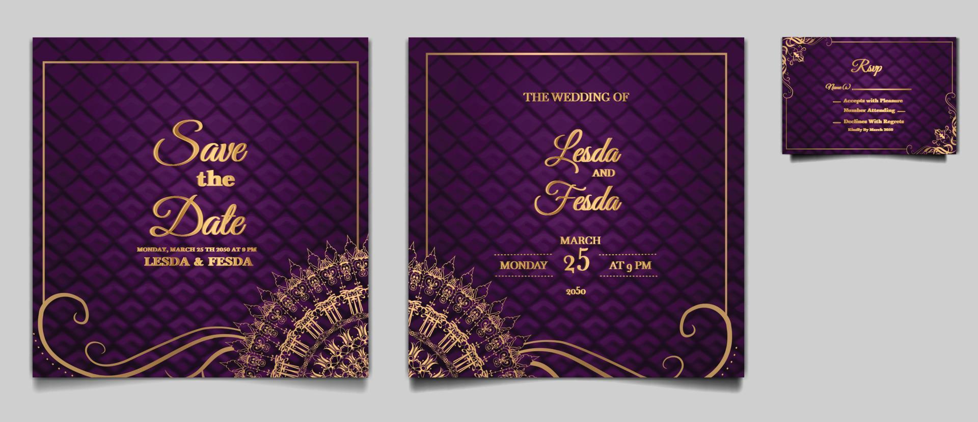 luxury save the date wedding invitation card template set vector