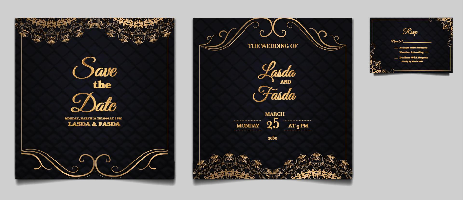 lujo salvar el fecha Boda invitación tarjeta modelo conjunto vector