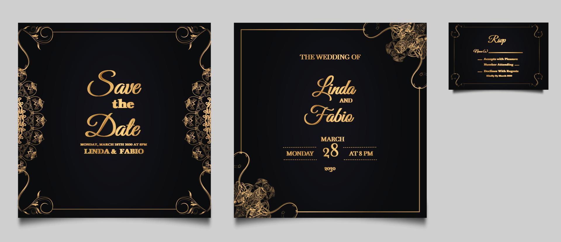 luxury wedding invitation cards vector