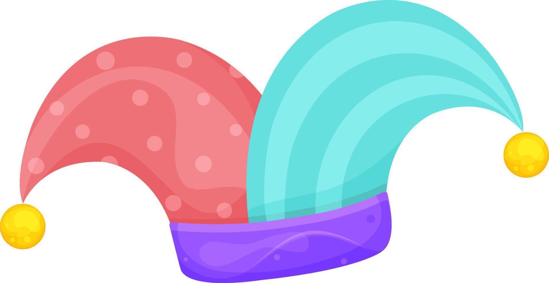 bright vector illustration of a buffoons hat, fools day, clown hat, circus costume