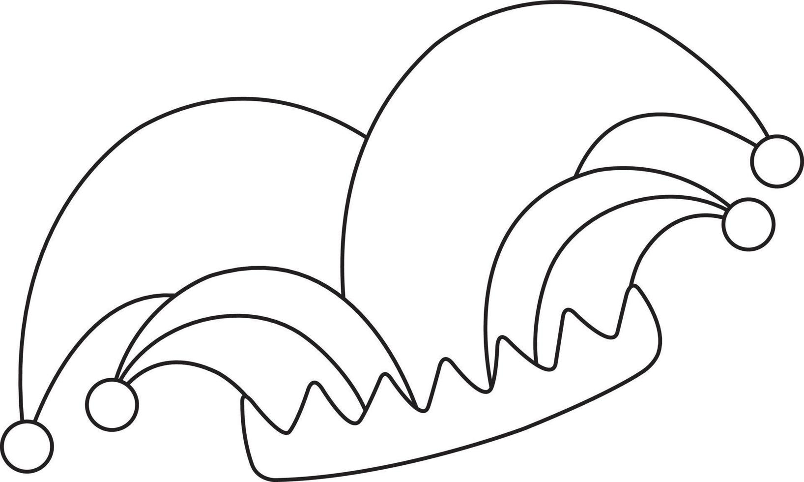 bright vector illustration of a buffoons hat, fools day, clown hat, doodle and sketch