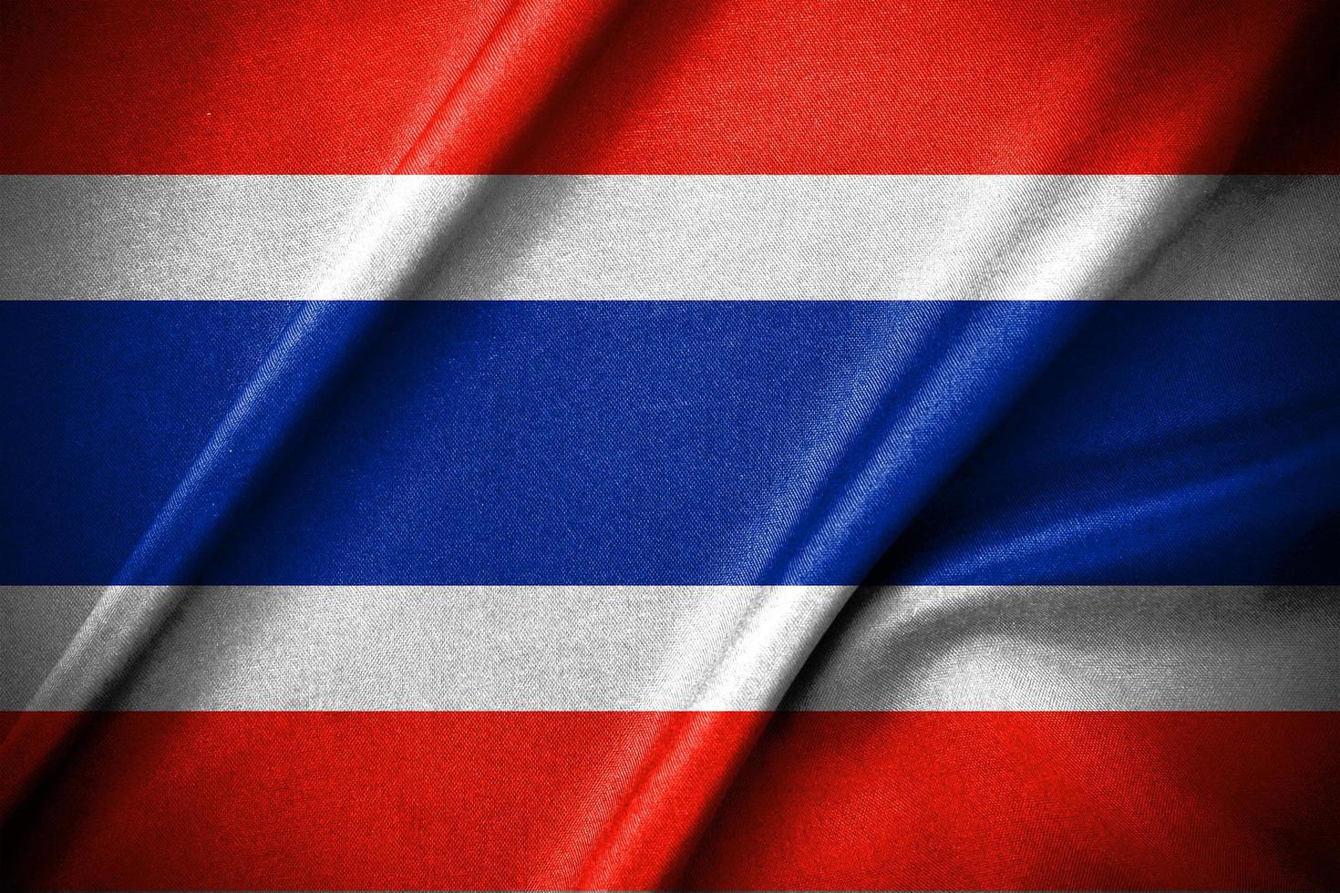 Dark Thailand flag waving on wind, and with highly detailed fabric texture photo