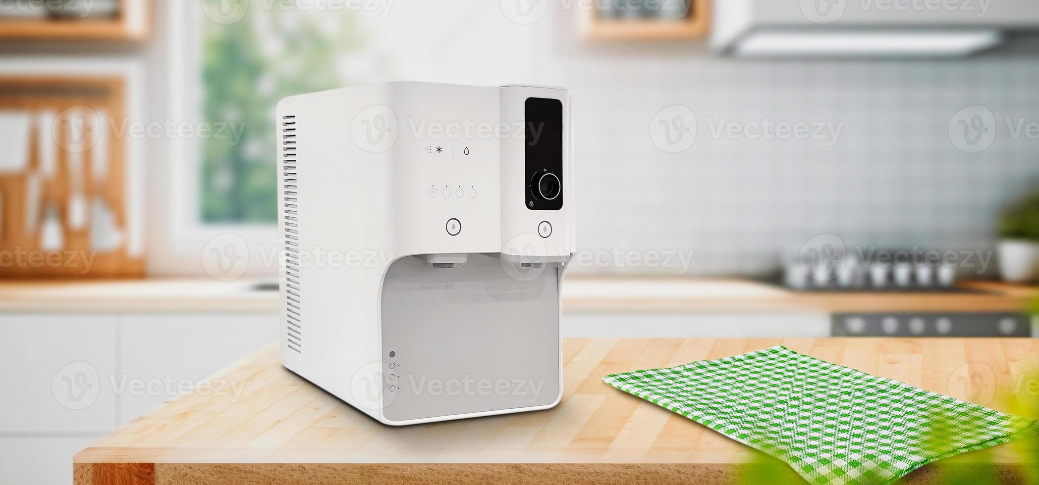 Modern technology water purifier. New water cooler format. Technological design. photo