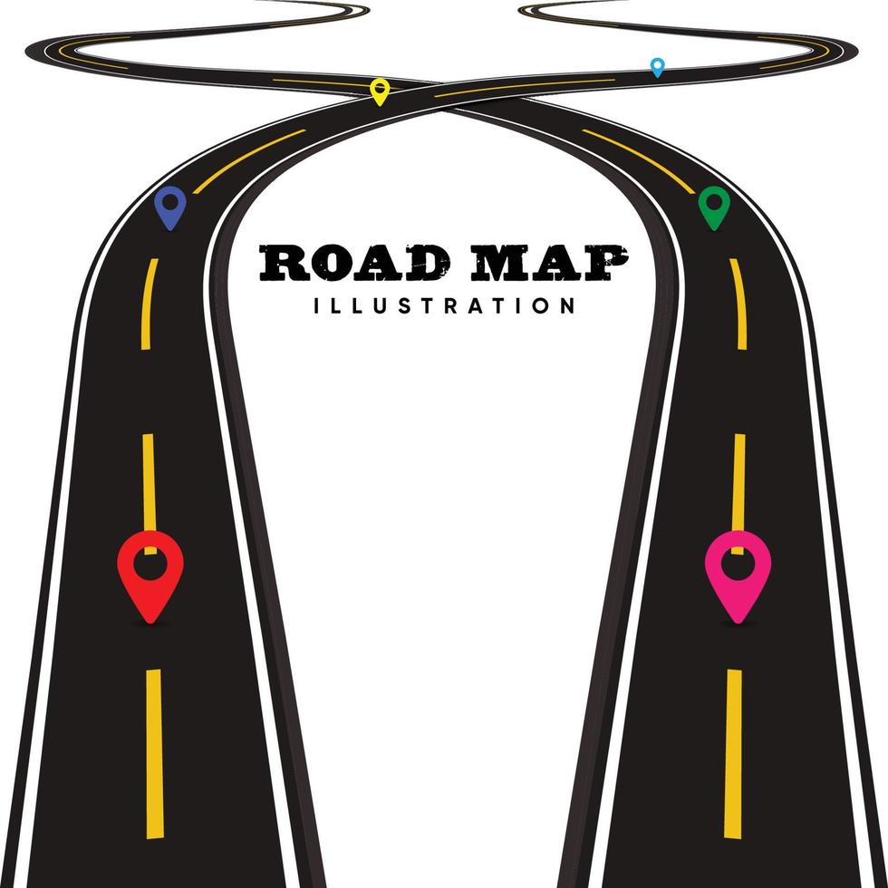 Bending Road map infographic with location icon vector