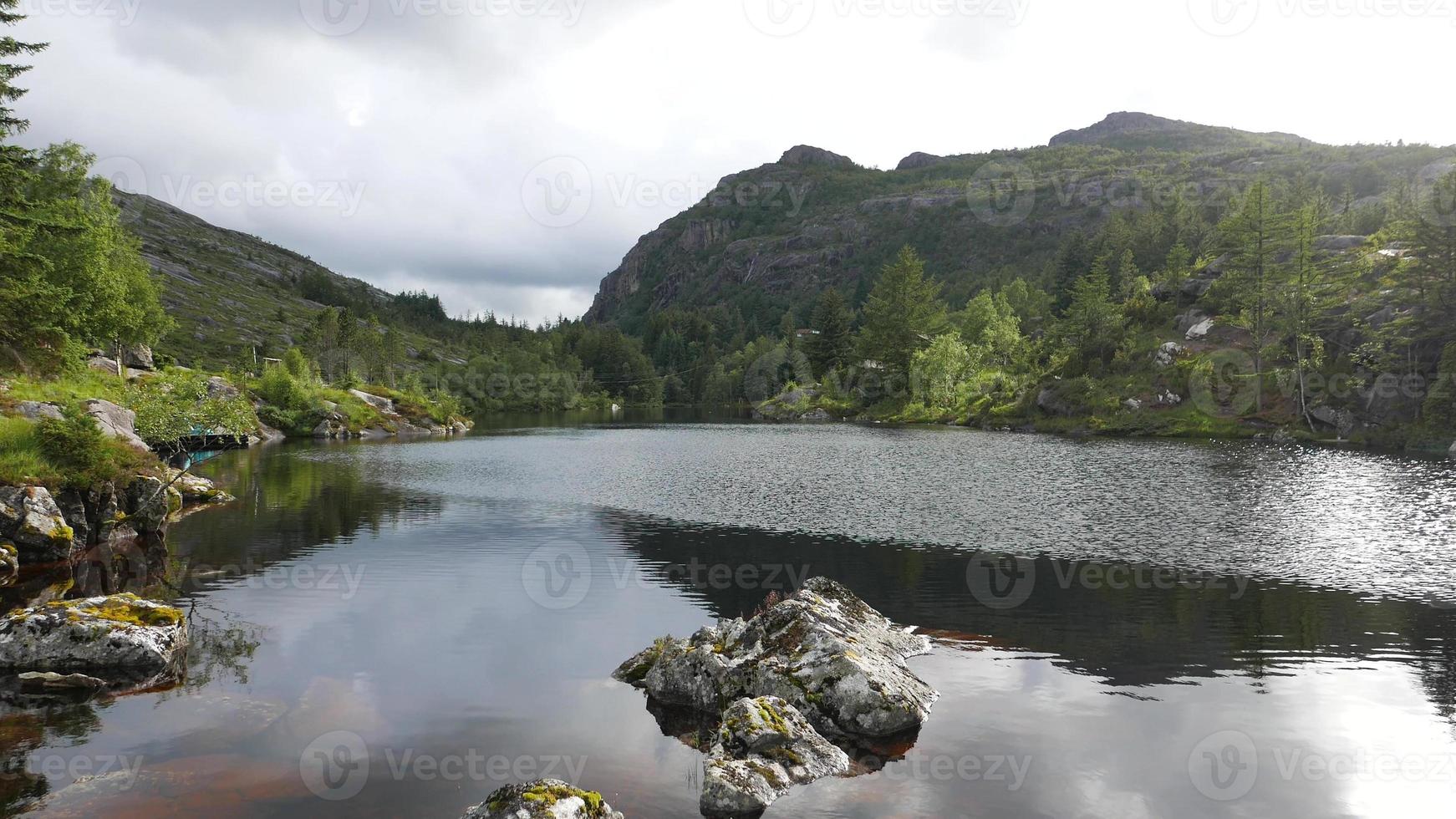 Mountainous landscape and fjord, Norway photo