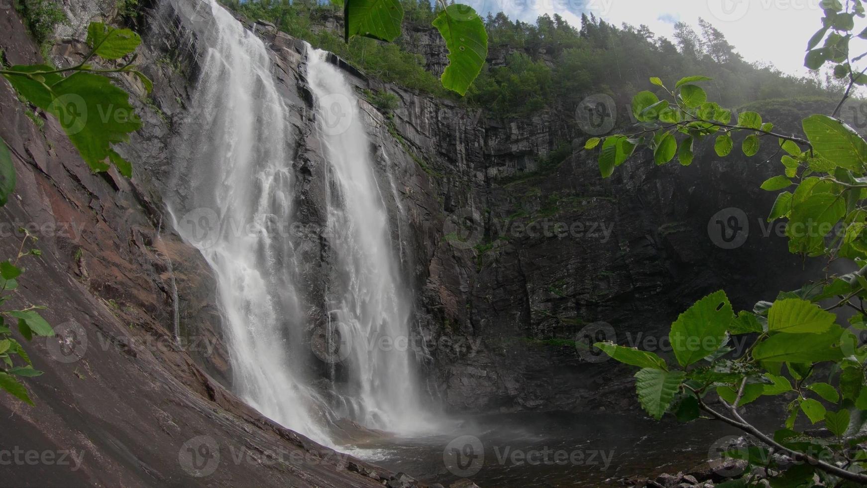 Waterfall in mountains. Outdoor nature in Norway photo