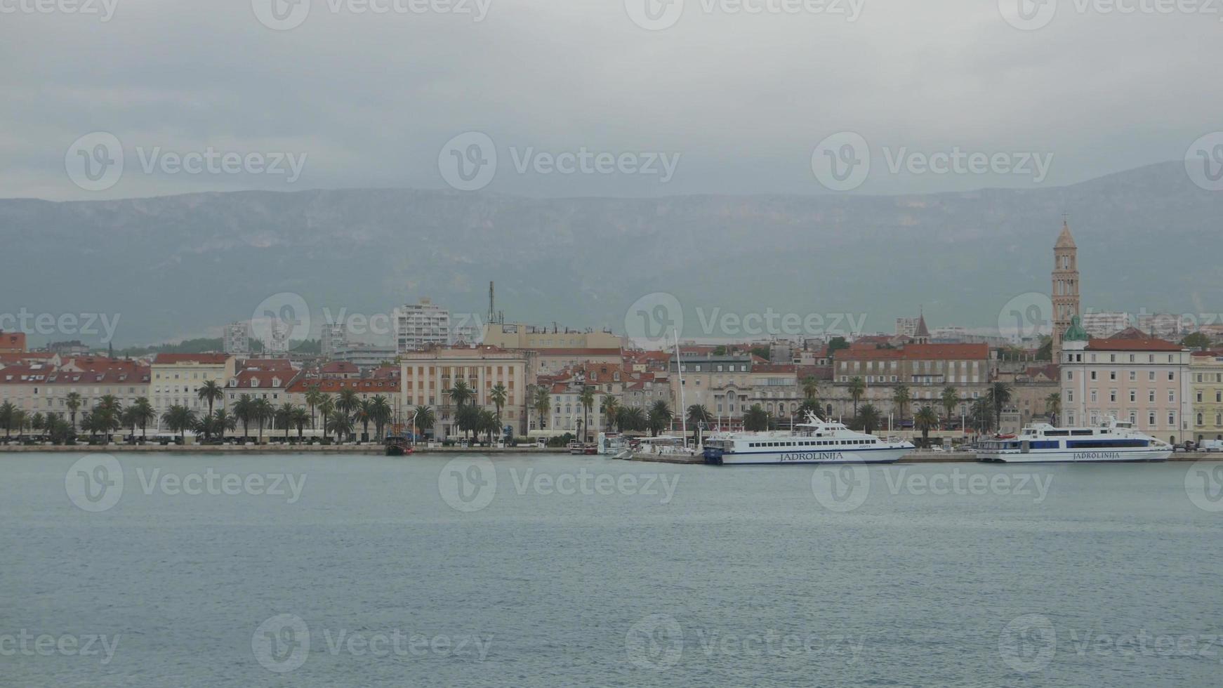 Ferry in front of the Split old town in Croatia photo