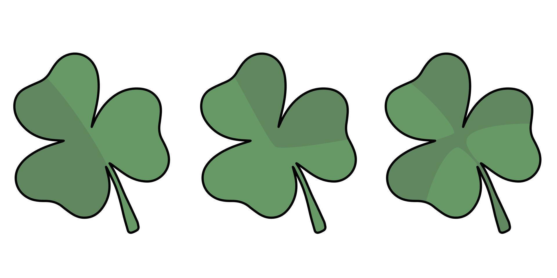 Abstract set with green set of clover leaves. Icon symbol. Spring decoration. vector