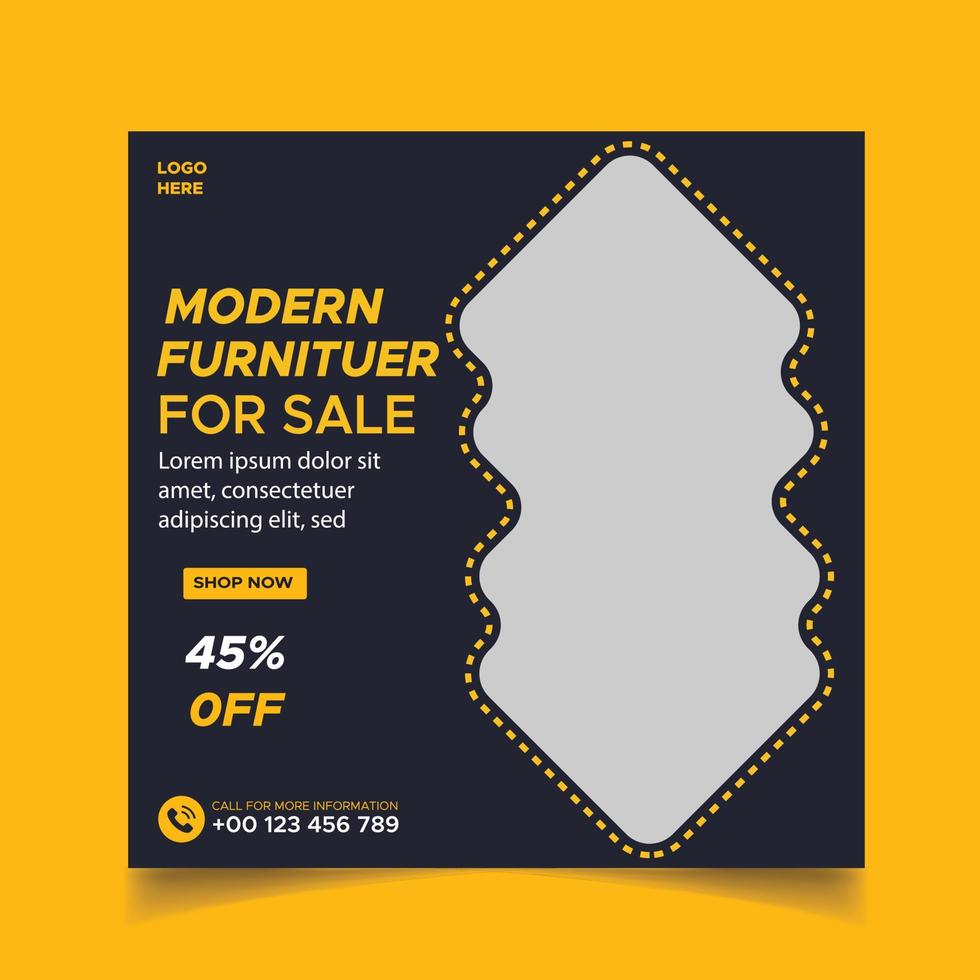 furniture sale social media banner design template vector