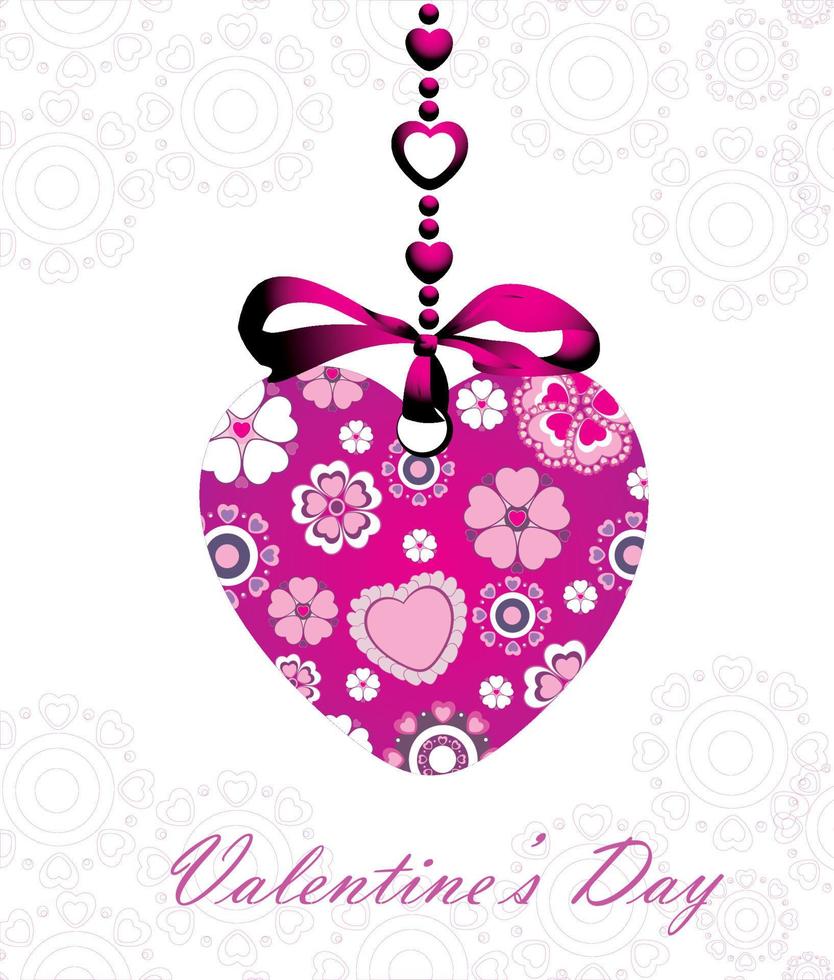 Decorative  pink heart with flowers vector