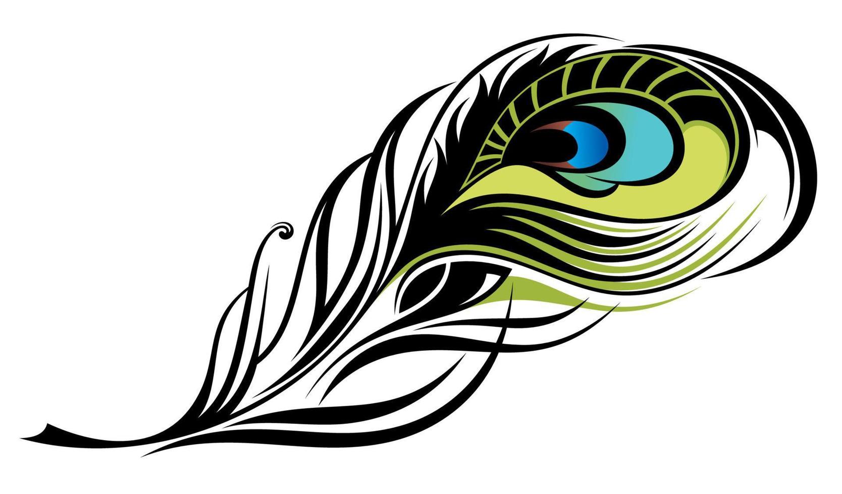 Symbol of peacock feather. Decorative  peacock feather. Vector illustration