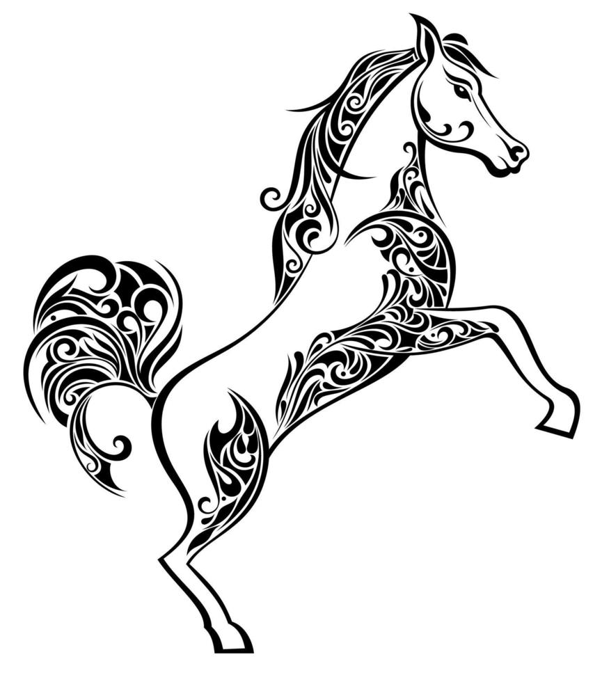Black and white horse vector design template