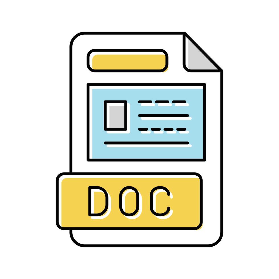 doc file format document color icon vector illustration