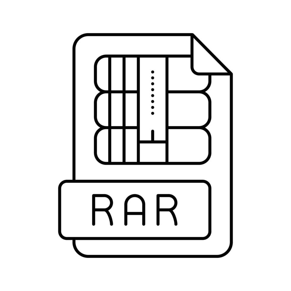 rar file format document line icon vector illustration