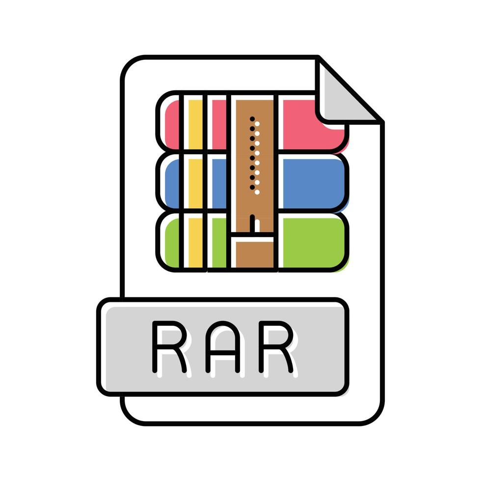 rar archivo formato documento color icono vector ilustración